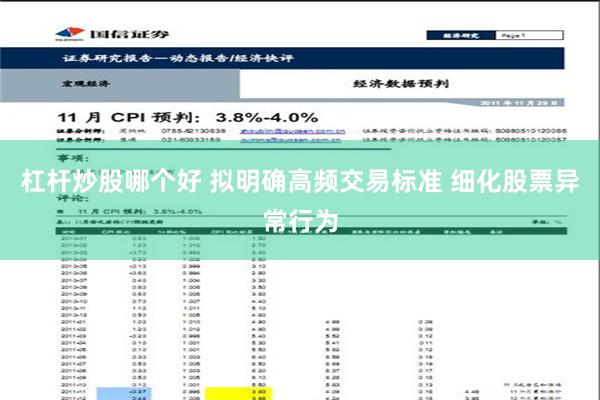 杠杆炒股哪个好 拟明确高频交易标准 细化股票异常行为