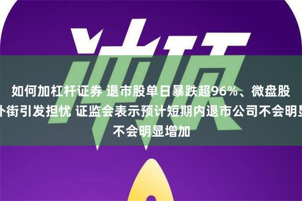 如何加杠杆证券 退市股单日暴跌超96%、微盘股集体扑街引发担忧 证监会表示预计短期内退市公司不会明显增加