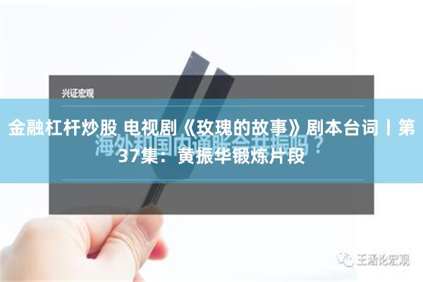 金融杠杆炒股 电视剧《玫瑰的故事》剧本台词丨第37集：黄振华锻炼片段