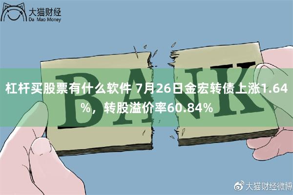 杠杆买股票有什么软件 7月26日金宏转债上涨1.64%，转股溢价率60.84%