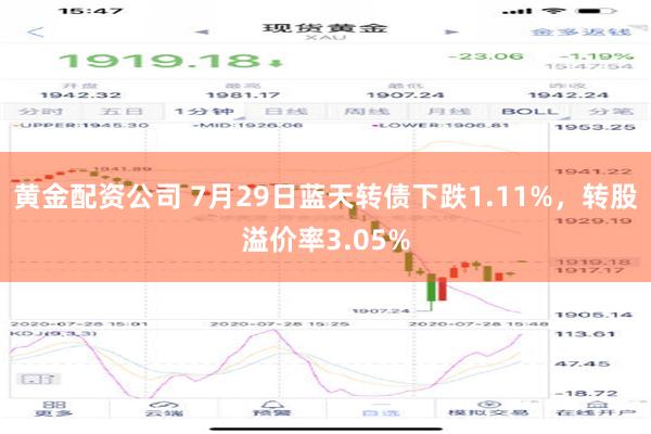 黄金配资公司 7月29日蓝天转债下跌1.11%，转股溢价率3.05%