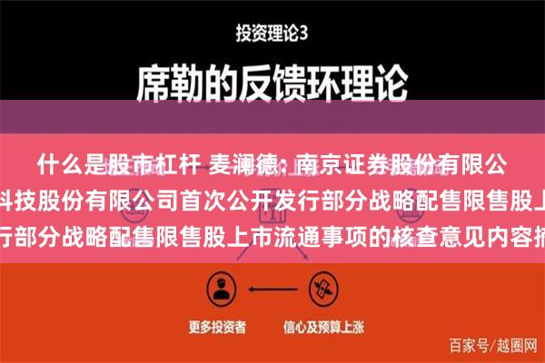 什么是股市杠杆 麦澜德: 南京证券股份有限公司关于南京麦澜德医疗科技股份有限公司首次公开发行部分战略配售限售股上市流通事项的核查意见内容摘要