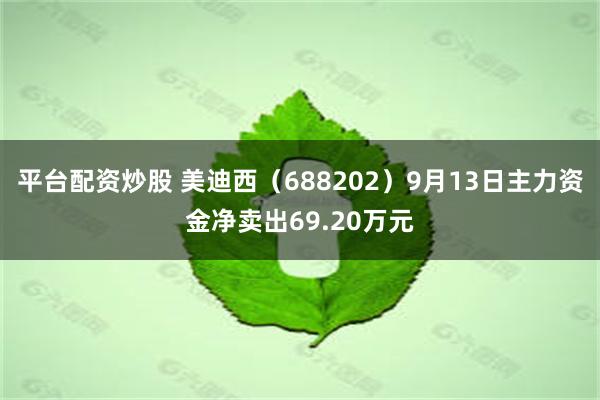 平台配资炒股 美迪西（688202）9月13日主力资金净卖出69.20万元