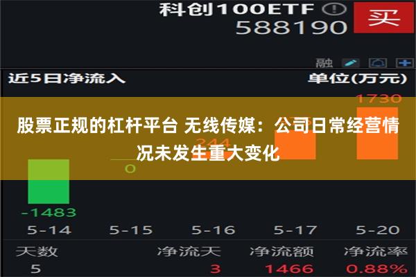 股票正规的杠杆平台 无线传媒：公司日常经营情况未发生重大变化