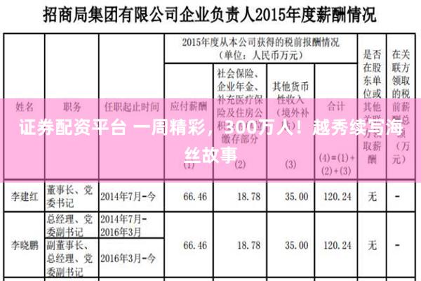 证券配资平台 一周精彩，300万人！越秀续写海丝故事