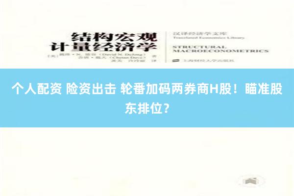 个人配资 险资出击 轮番加码两券商H股！瞄准股东排位？